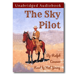 Audiobook Cover with Cowboy Missionary for The Sky Pilot